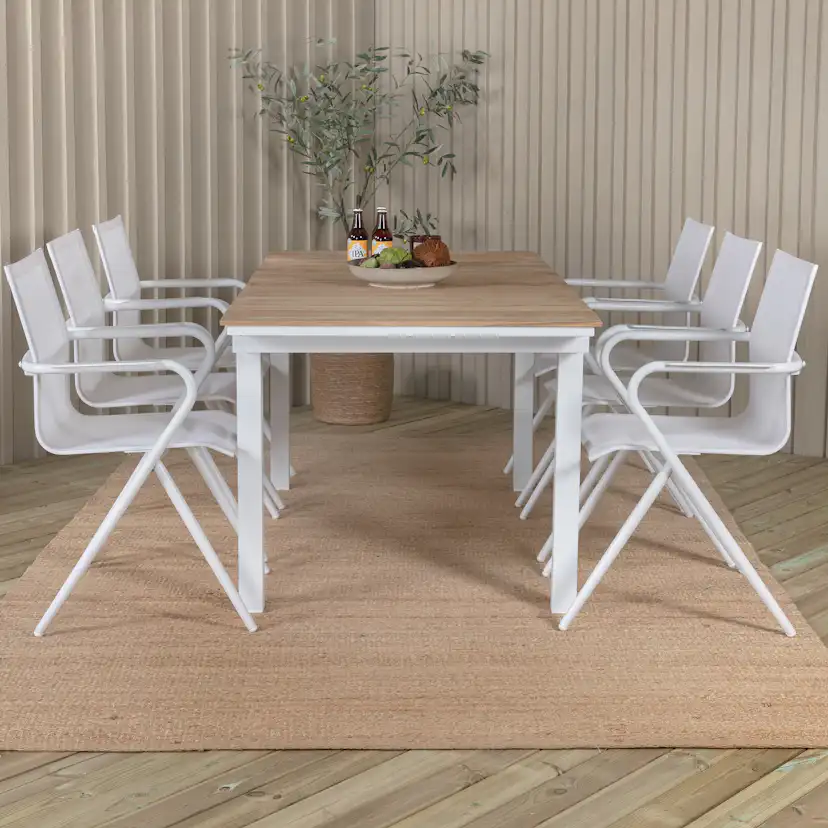 Matgrupp Venture Home Mendi med 6 Act Stolar Vit