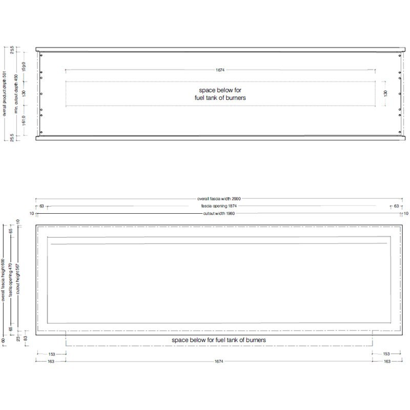 Etanolkamin Icon Fires Slimline Firebox FBDS2000 800