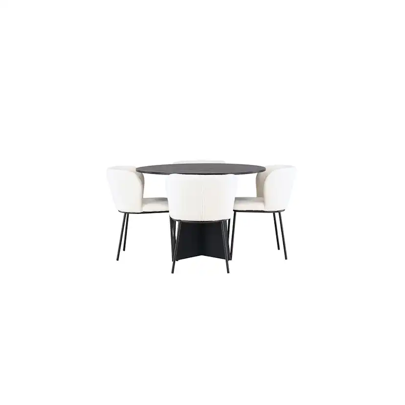 Matgrupp Venture Home Bootcut Ø110 cm med 4 st Edina stolar