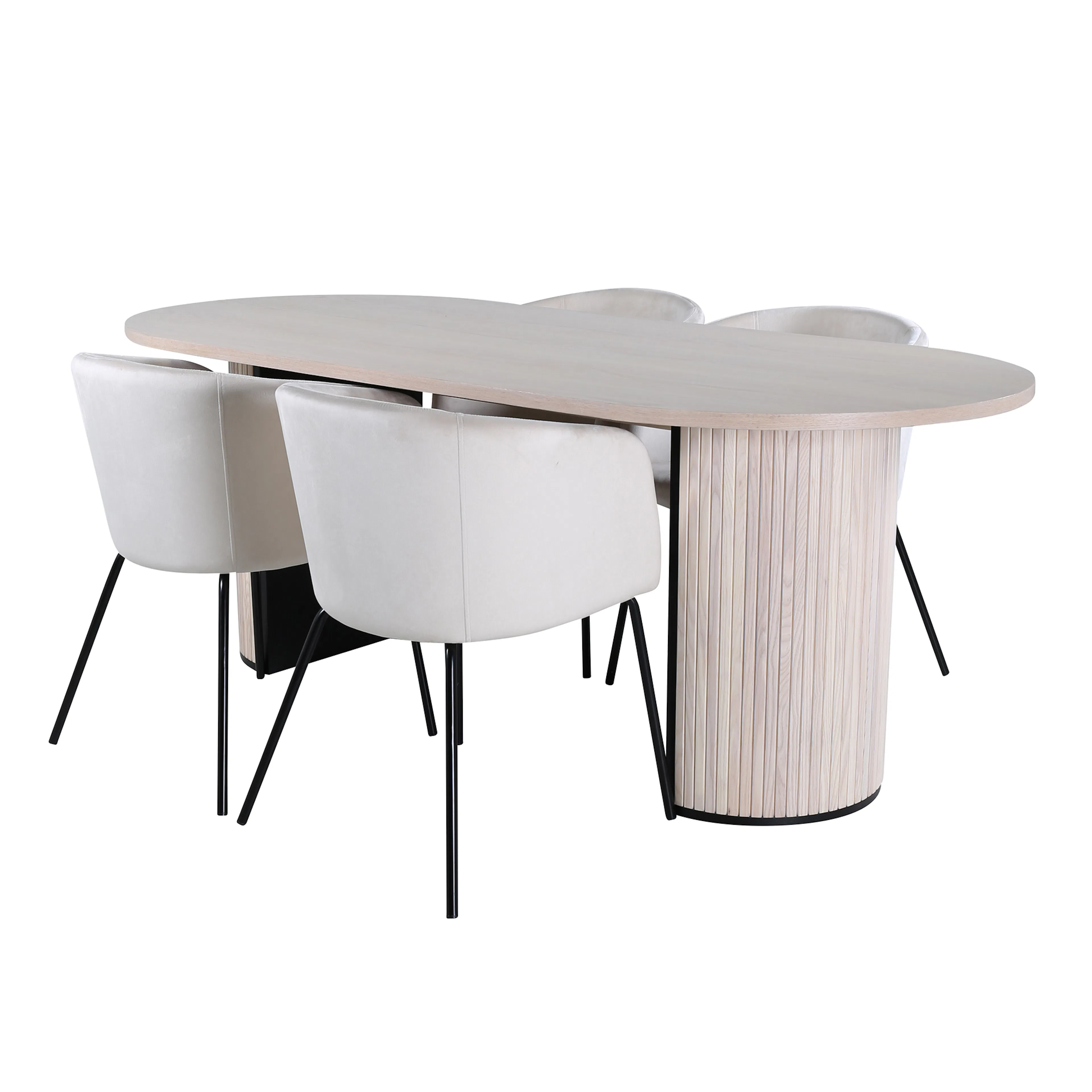 Bianca Oval Dining Table - White Wash / Black Veneer+Berit C Benvit