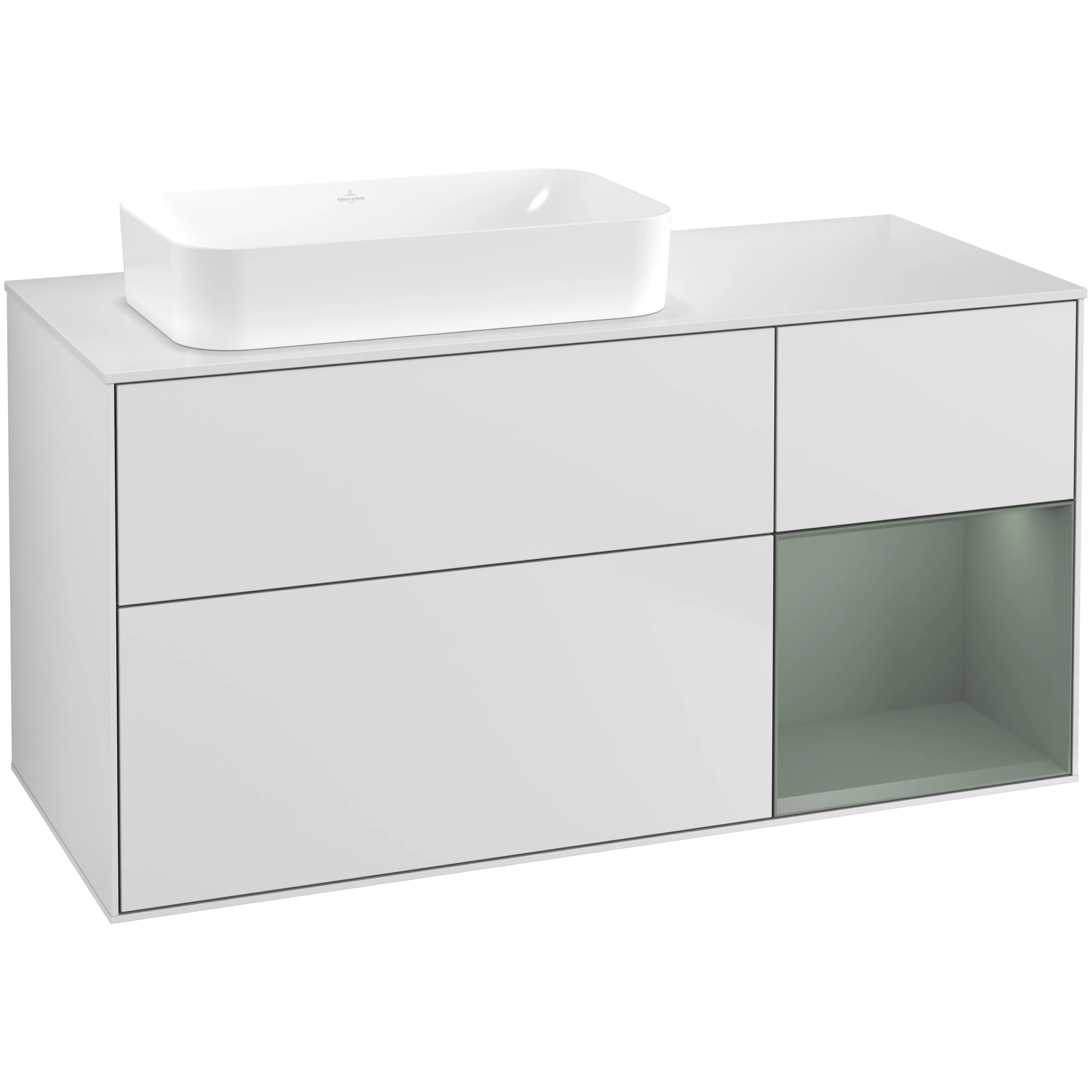 Tvättställsskåp Villeroy & Boch Finion med 3 Lådor Hylla och Bänkskiva för Ocentrerat Fristående Tvättställ
