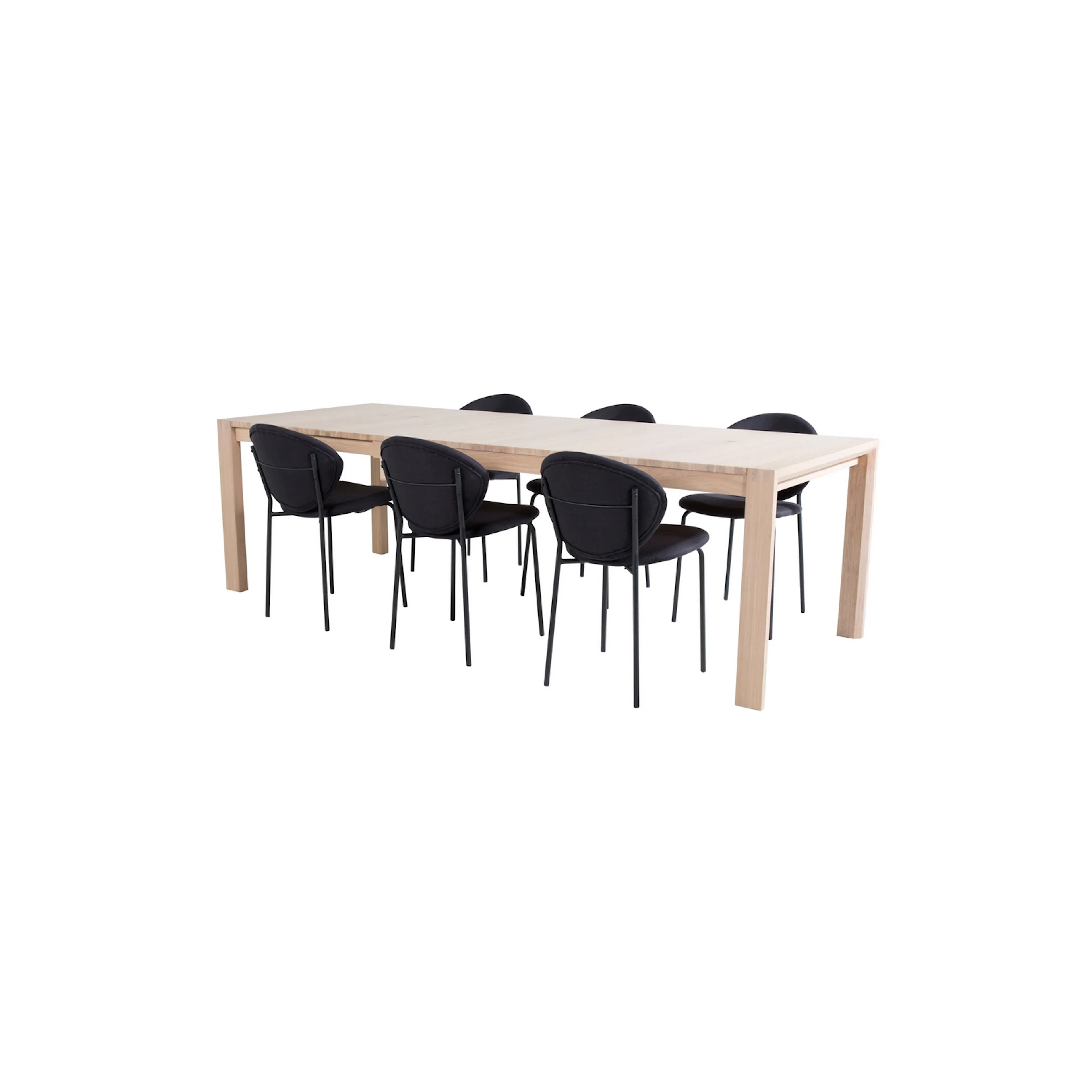 Slider Extention Table - White Wash+Vault Dining Chair Ljus Ek/Svart