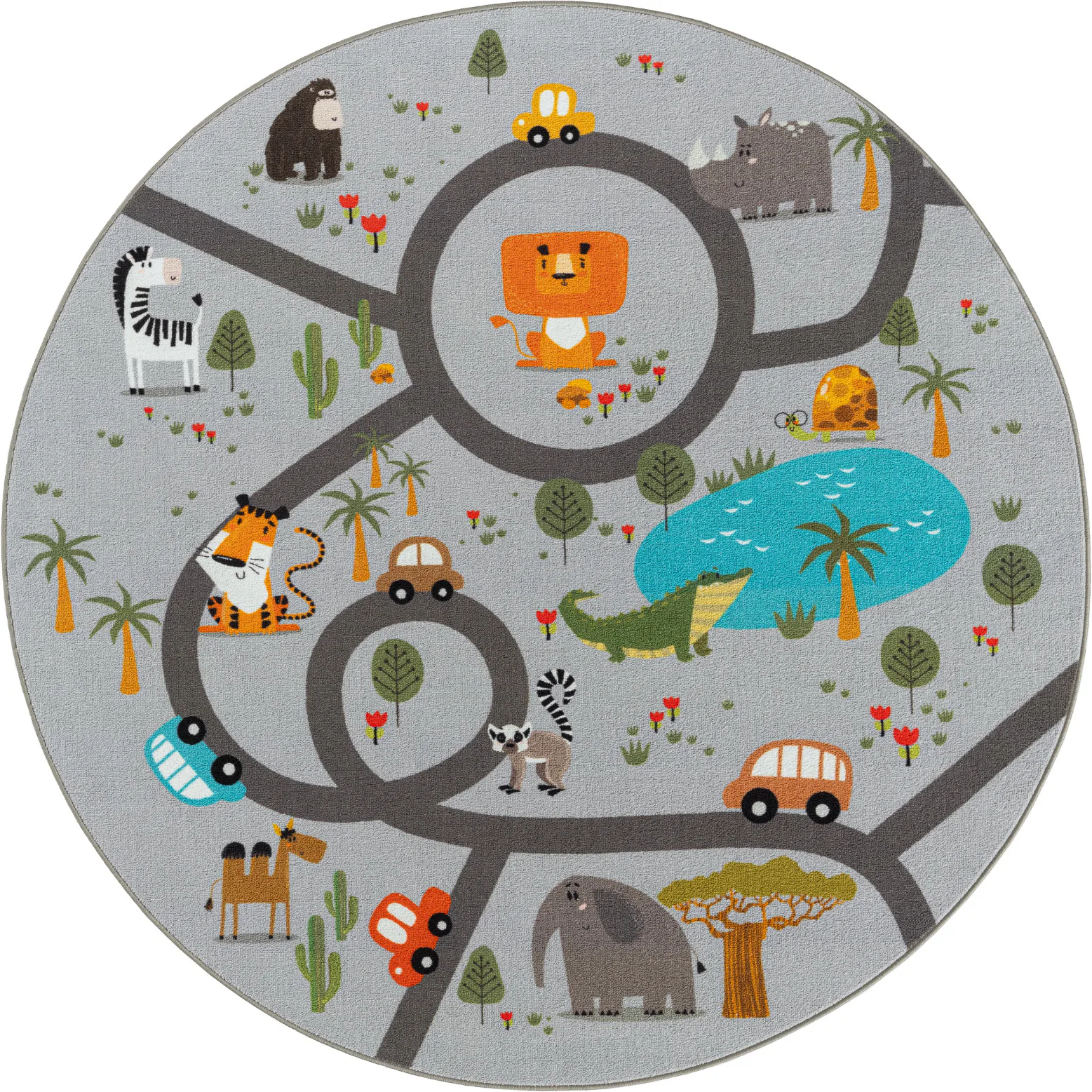Barnmatta KM Carpets Play Animals Rund