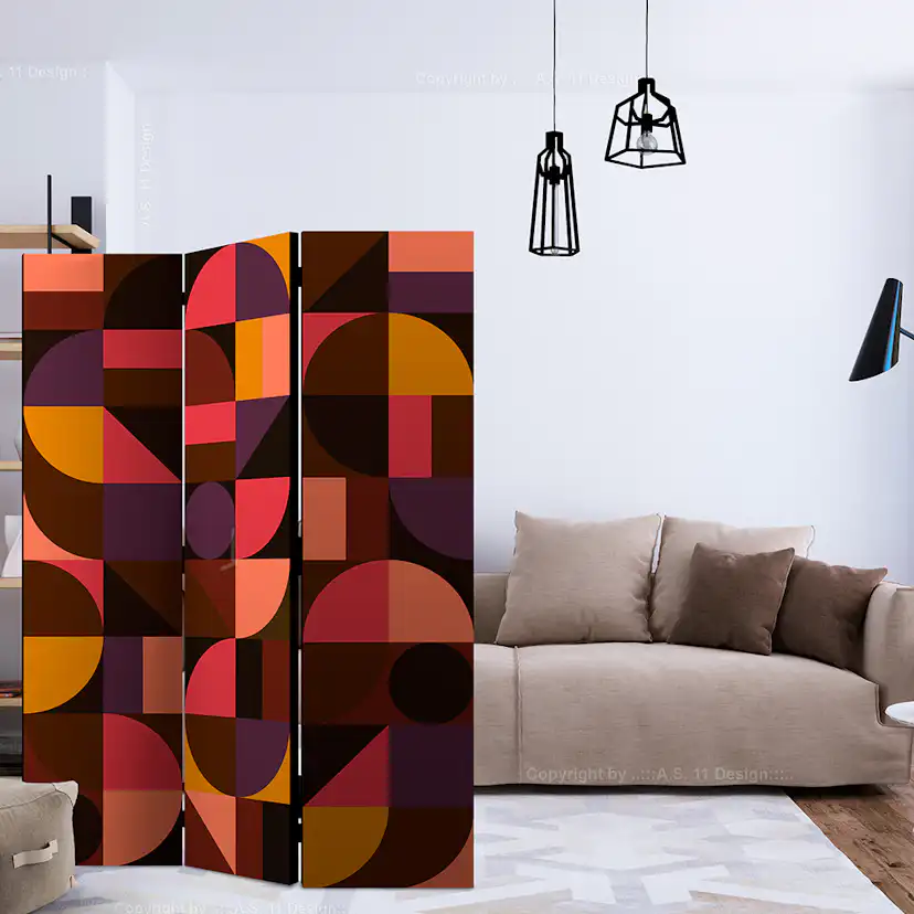 Rumsavdelare Arkiio Geometric Mosaic Red 135x172 cm