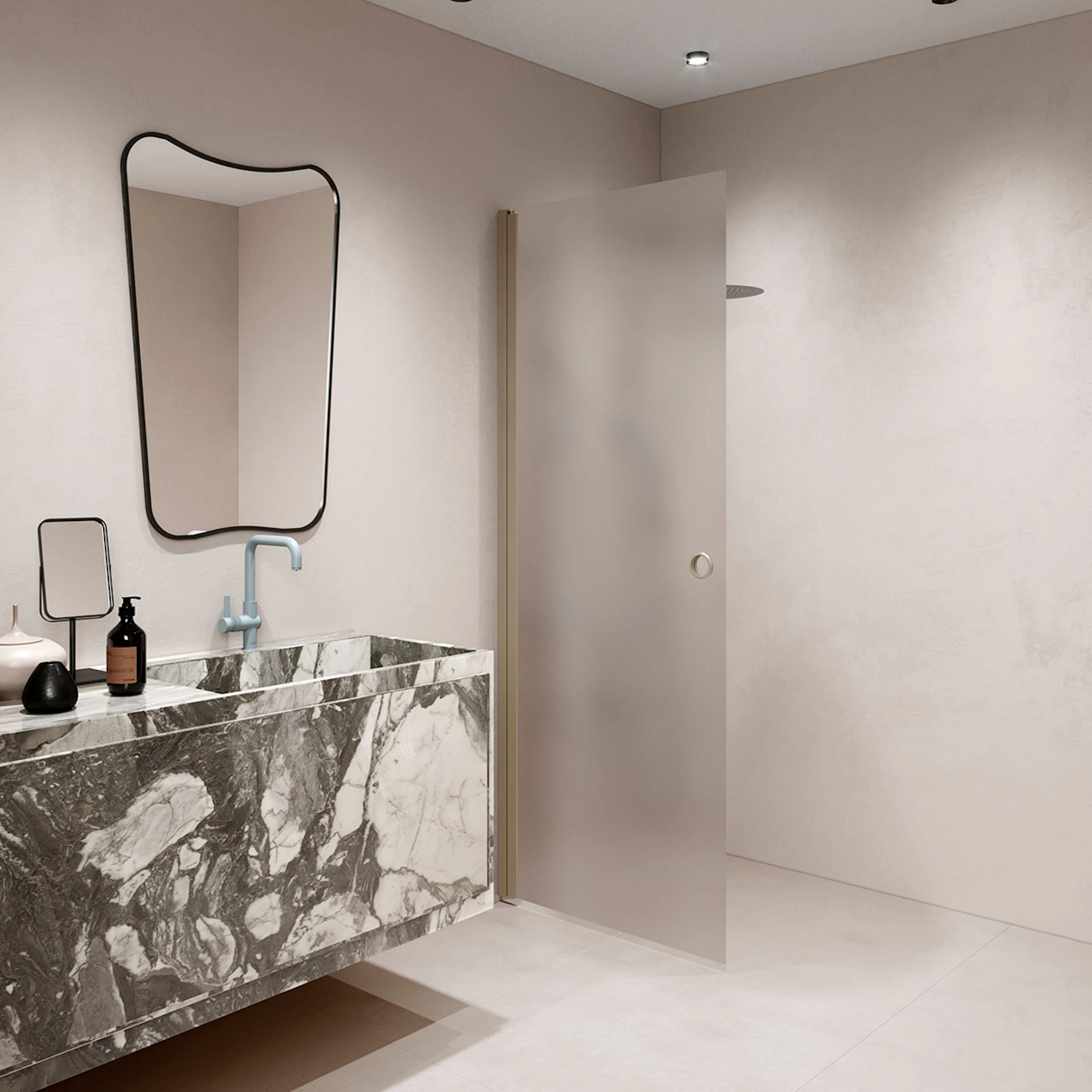Forma 302 Vändbar duschvägg 835X2025 mm, Satin, Sand Profiler
