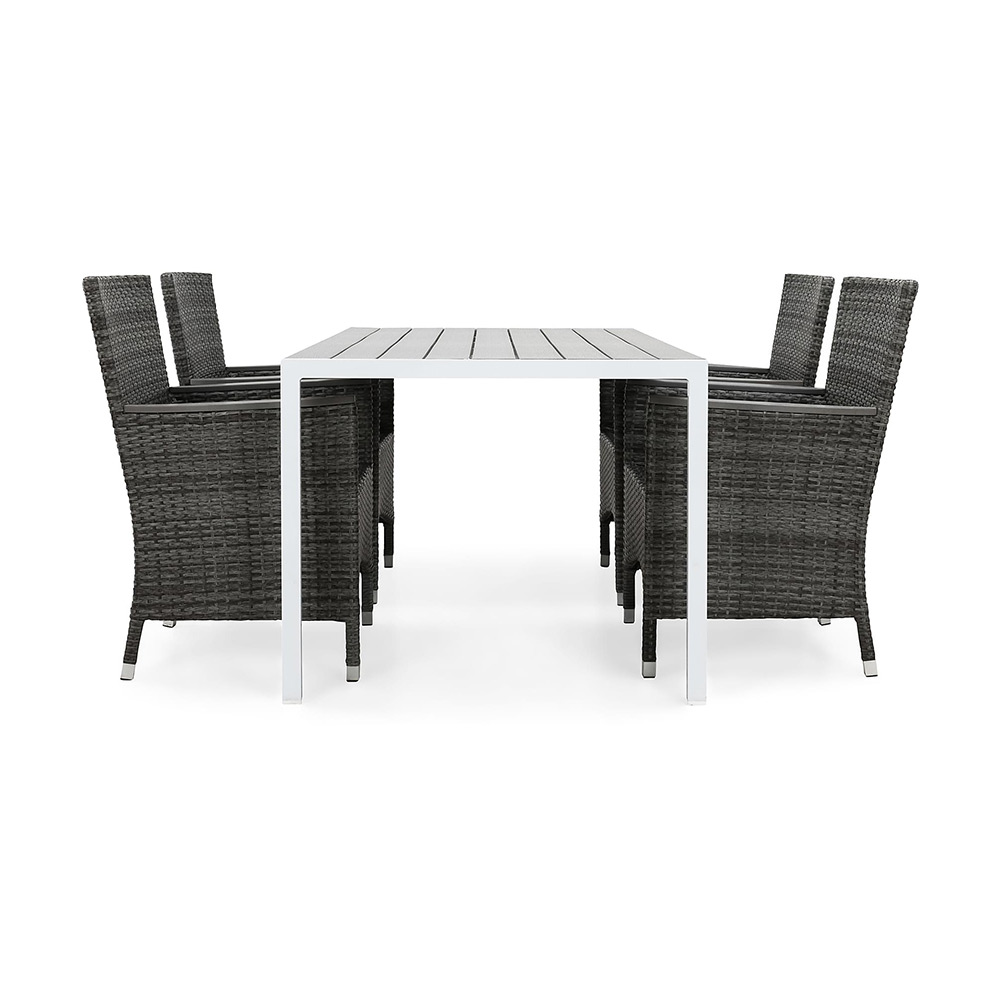 Matgrupp deNoord Tunis 150x90 cm med 4 Thor Fåtöljer Lyx med Armstöd