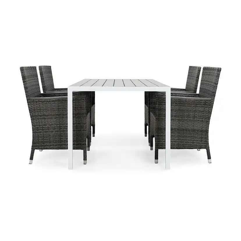 Matgrupp deNoord Tunis 150x90 cm med 4 Thor Fåtöljer Lyx med Armstöd