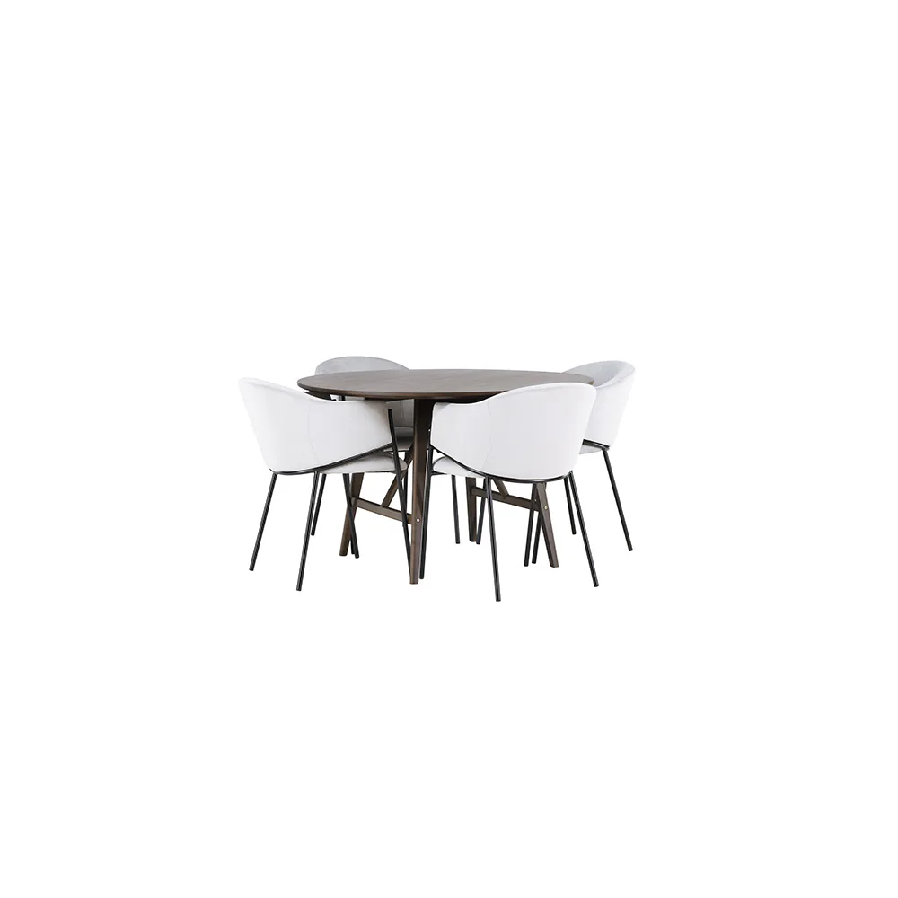Matgrupp Venture Home Kaseidon Ø100 cm med 4 st Evelina stolar