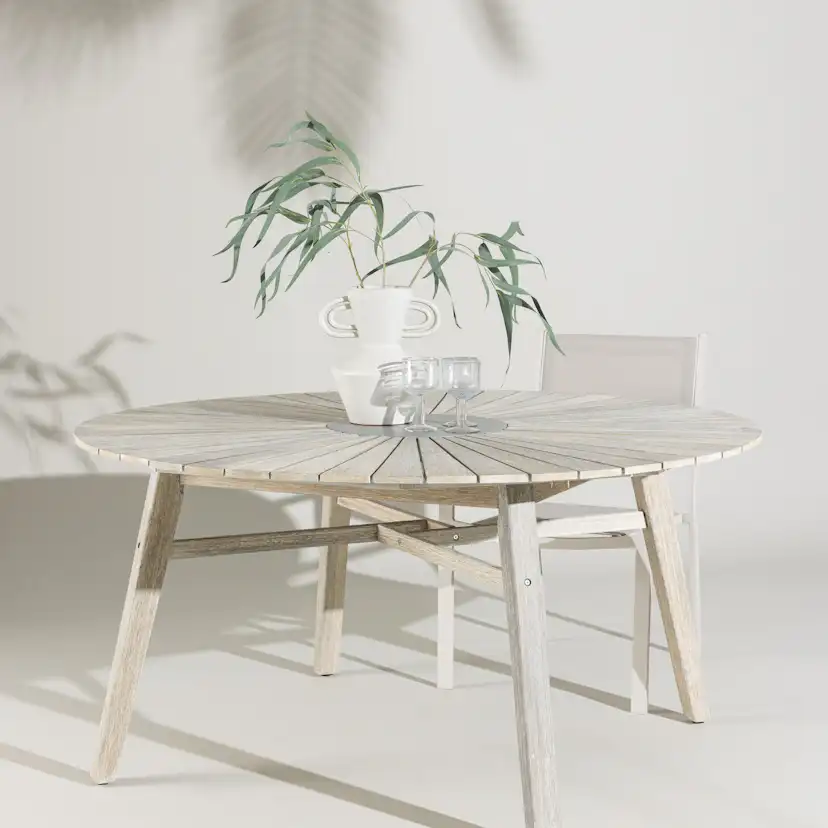 Utebord Venture Home Rives Ø150 cm, Runt Träbord för Utomhusbruk