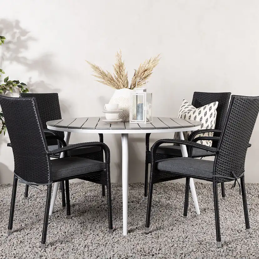 Matgrupp Venture Home Break Ø120 cm med 4 Anna Stolar