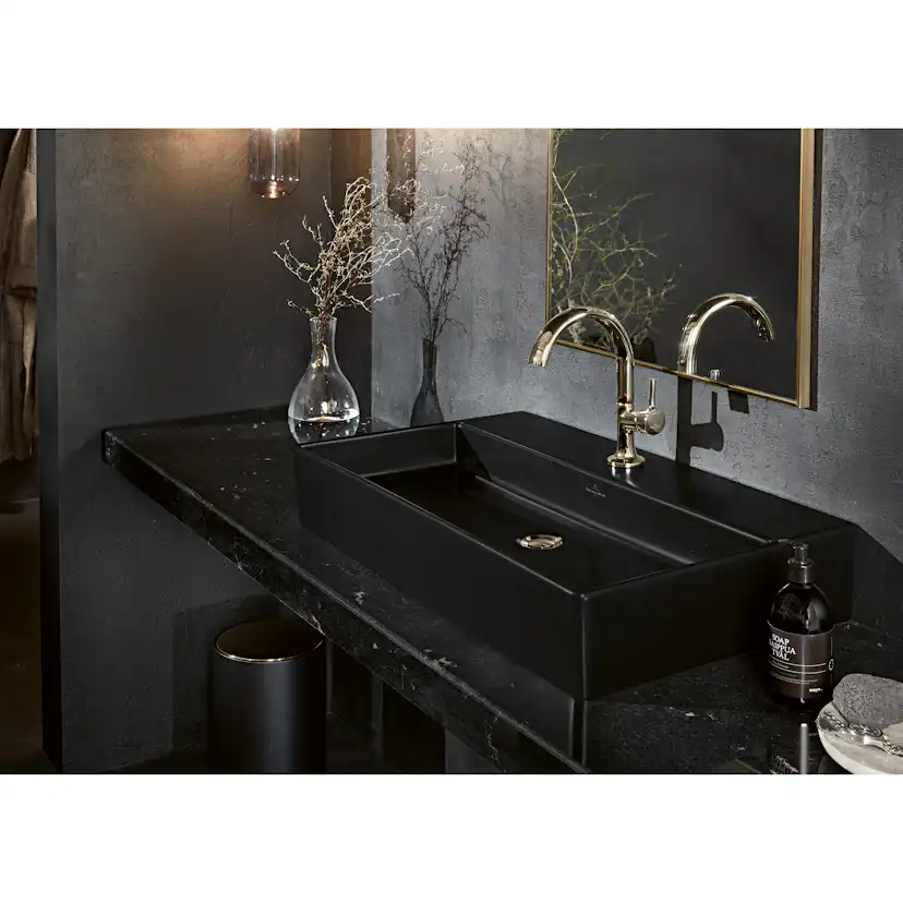 Tvättställ villeroy & Boch Memento 2.0 4A22CGI4 Graphite CeramicPlus, Utan Bräddavlopp, 1200 mm, Med 2 Blandarhål, för Två Enhålsblandare