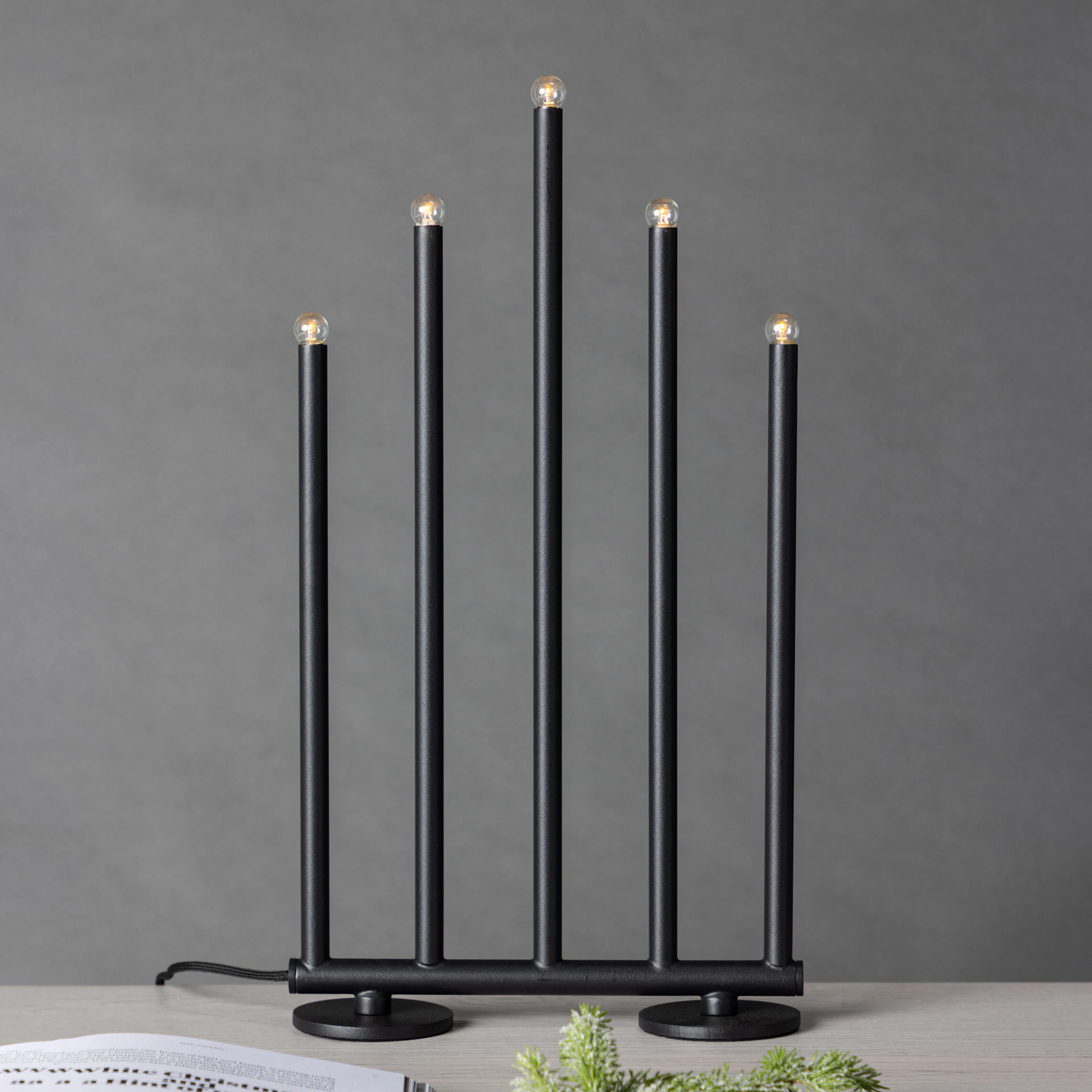 Björnfjället Candlestick 40cm  - Matt Black Dimmer  / Svart, 40 cm