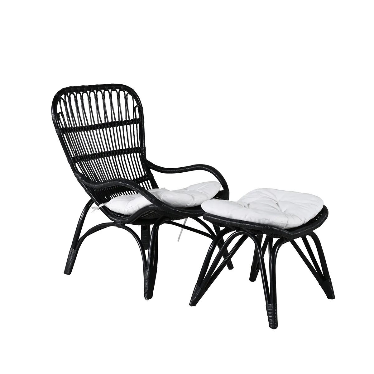Ella Lounge Chair - BLACK rattan / Offwhite Cushion Ersätter Färg: Black