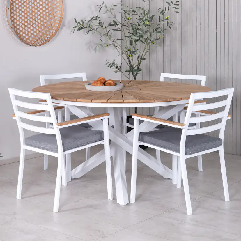 Matgrupp Venture Home Mendi Rund med 4 Bury Stolar