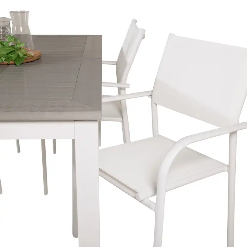 Albany Dining Table 152/210*90 - White Alu / Grey Aintwood+S Vit/Grå