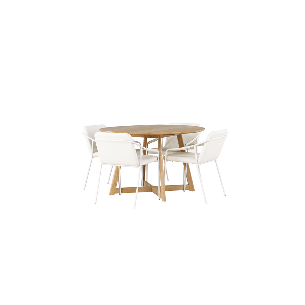 Matgrupp Venture Home Yakidon Ø120 cm med 4 st Tvist stolar