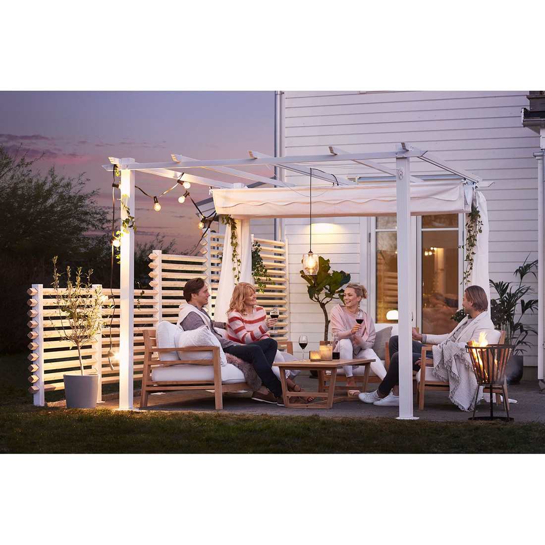 Pergola 3x3 m Vit Vit/Vit