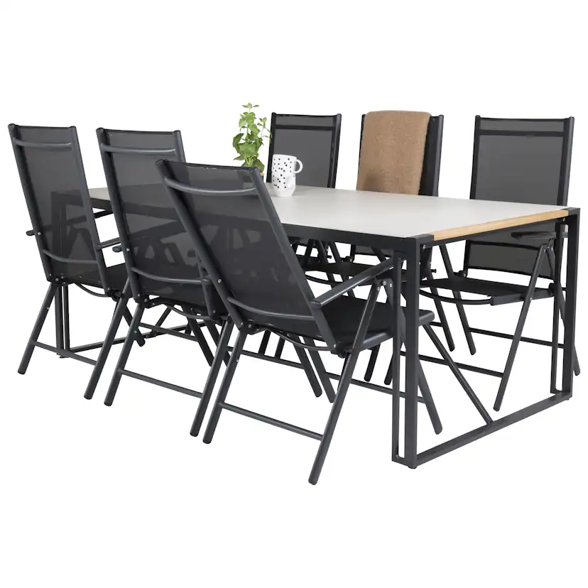 Matgrupp Utomhus Venture Home Tilly 200 med 6 Bront Trädgårdsstolar