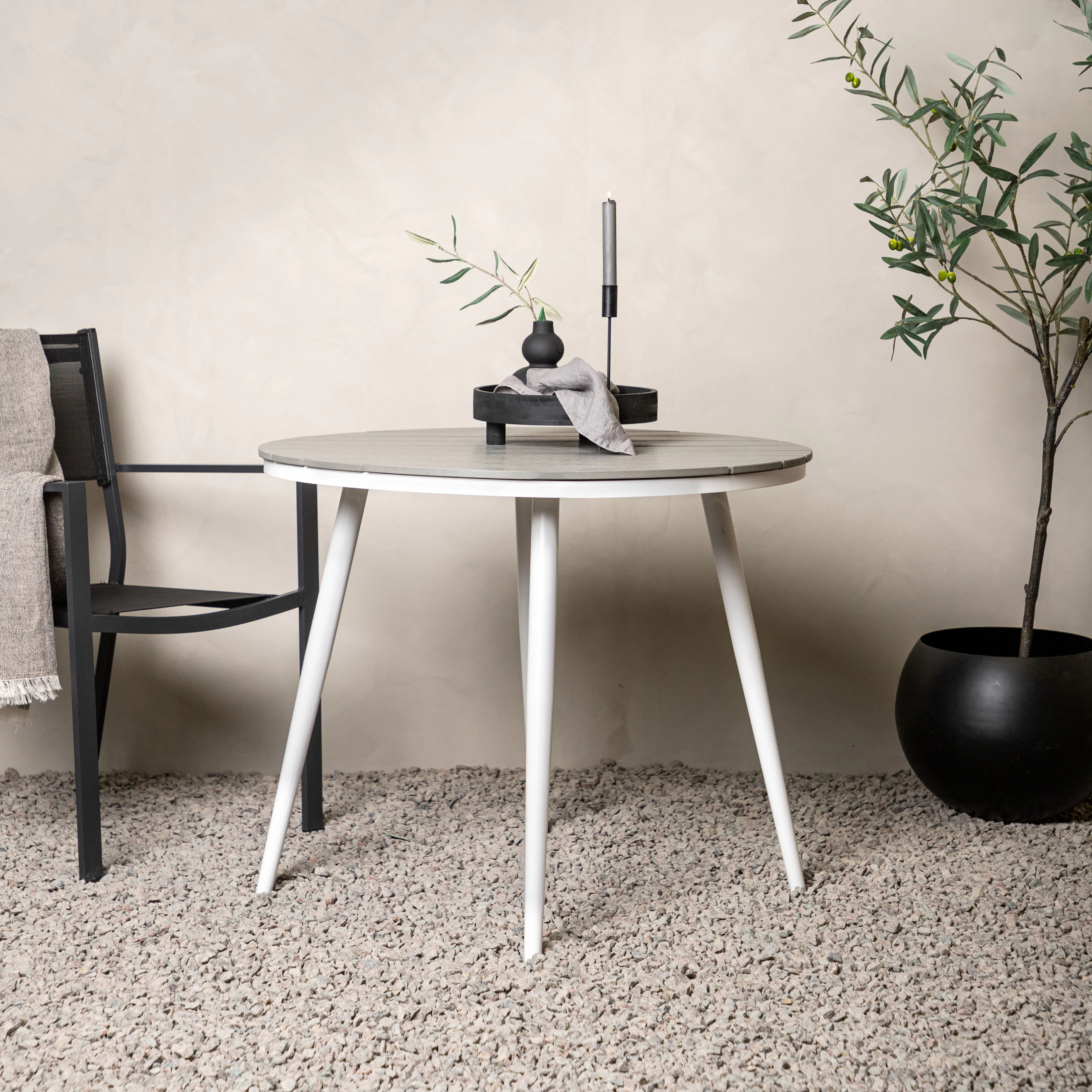 Break - Dining Table Round- White / Grey - Alu / Aintwood - Grå