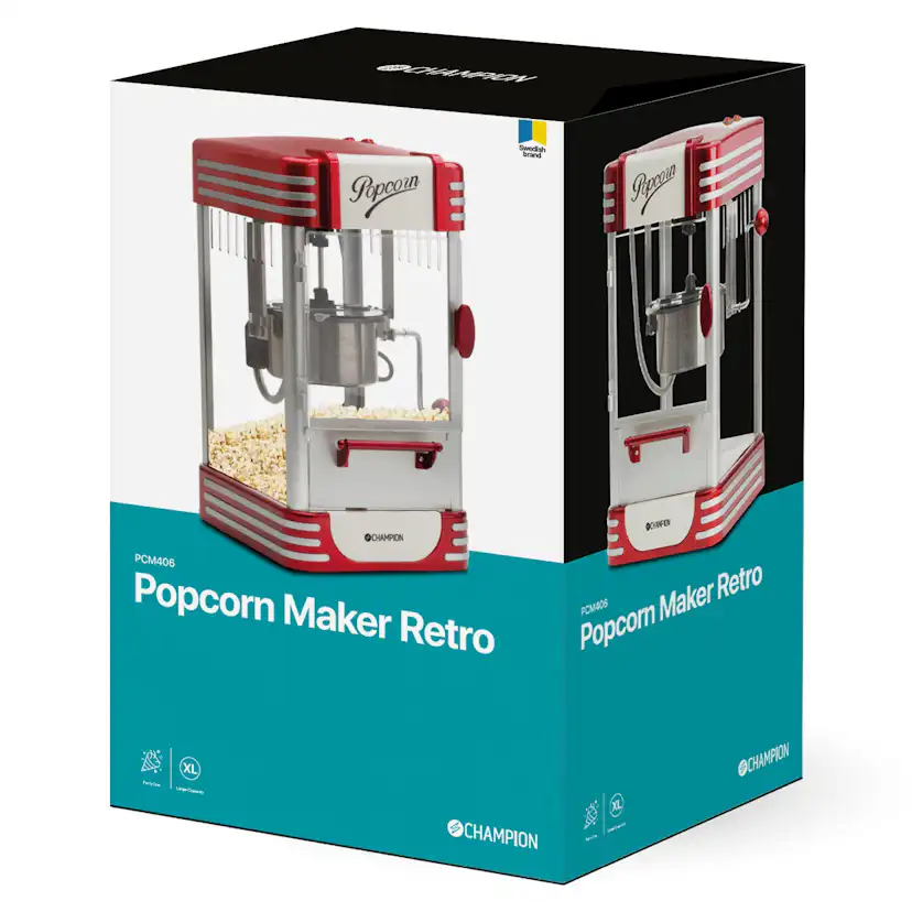 Popcornmaskin Champion Retro XL PCM406 Röd Metallic