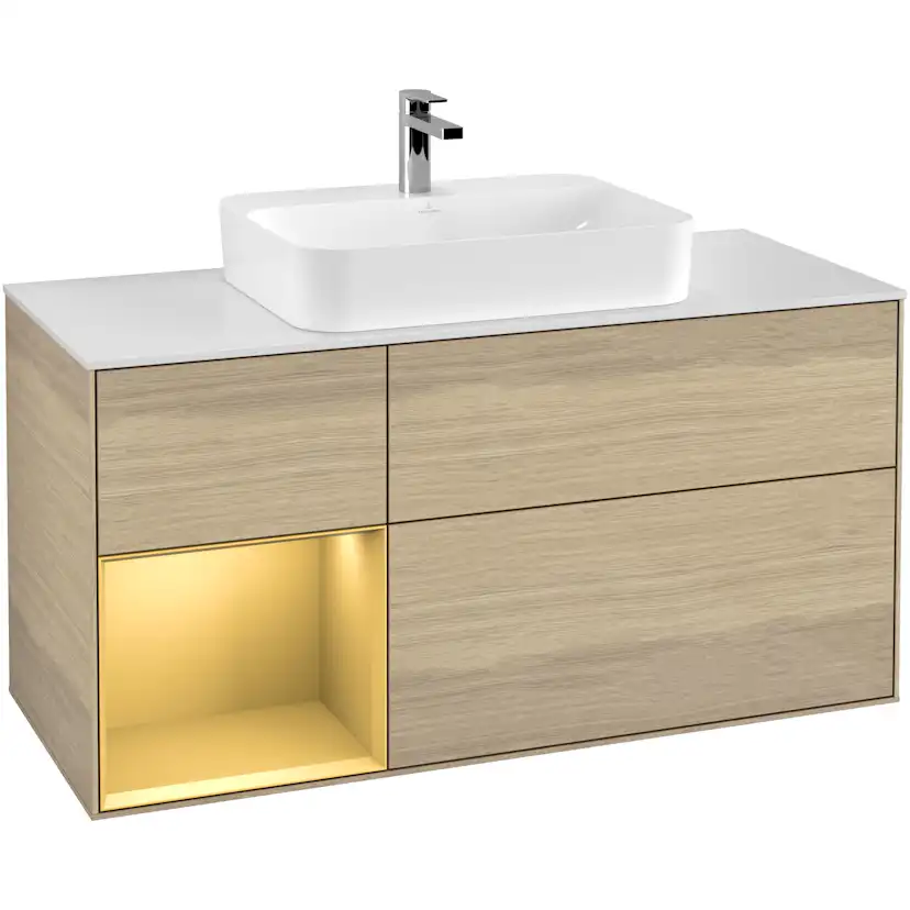 Tvättställsskåp Villeroy & Boch Finion med 3 Lådor Hylla och Bänkskiva för Ytmonterat Tvättställ