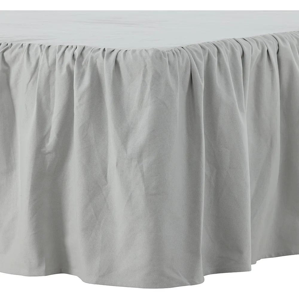Pixy Bed Skirt Cotton romantic - Light Grey / - 200*180 Grå, 180x200 cm