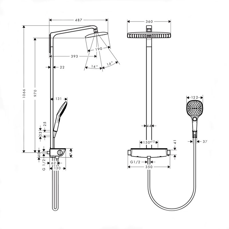 Takduschset Hansgrohe Raindance E Showerpipe 360 1jet