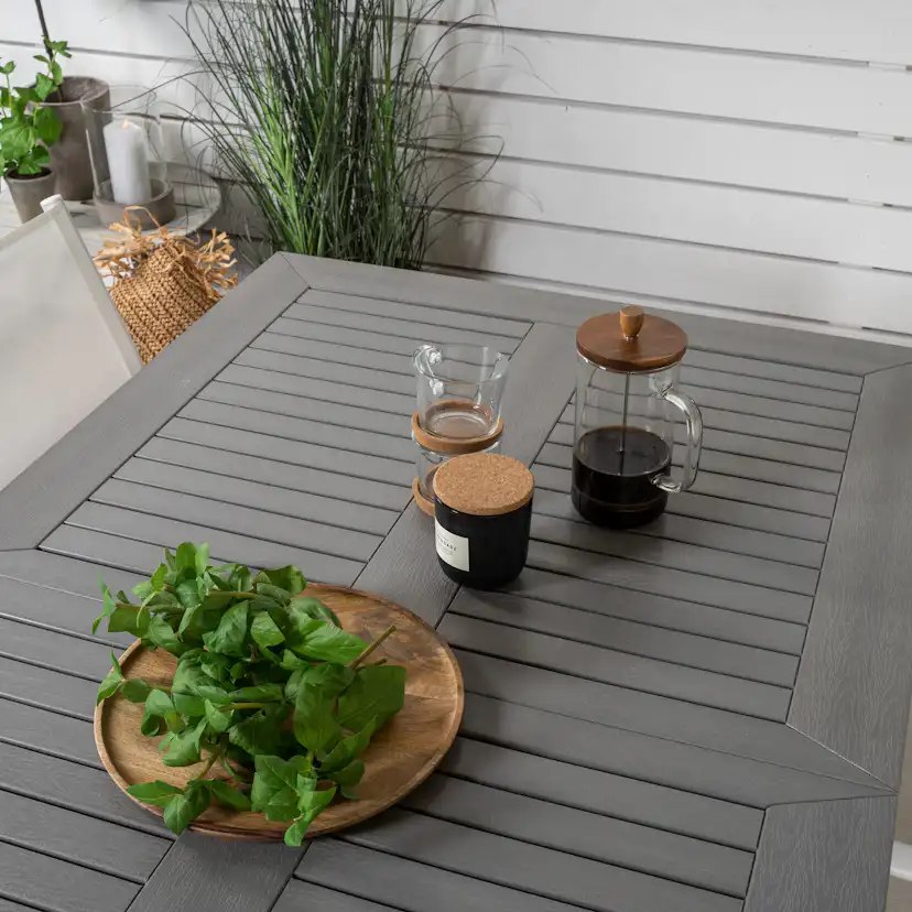 Albany Dining Table 152/210*90 - White Alu / Grey Aintwood+S Vit/Grå