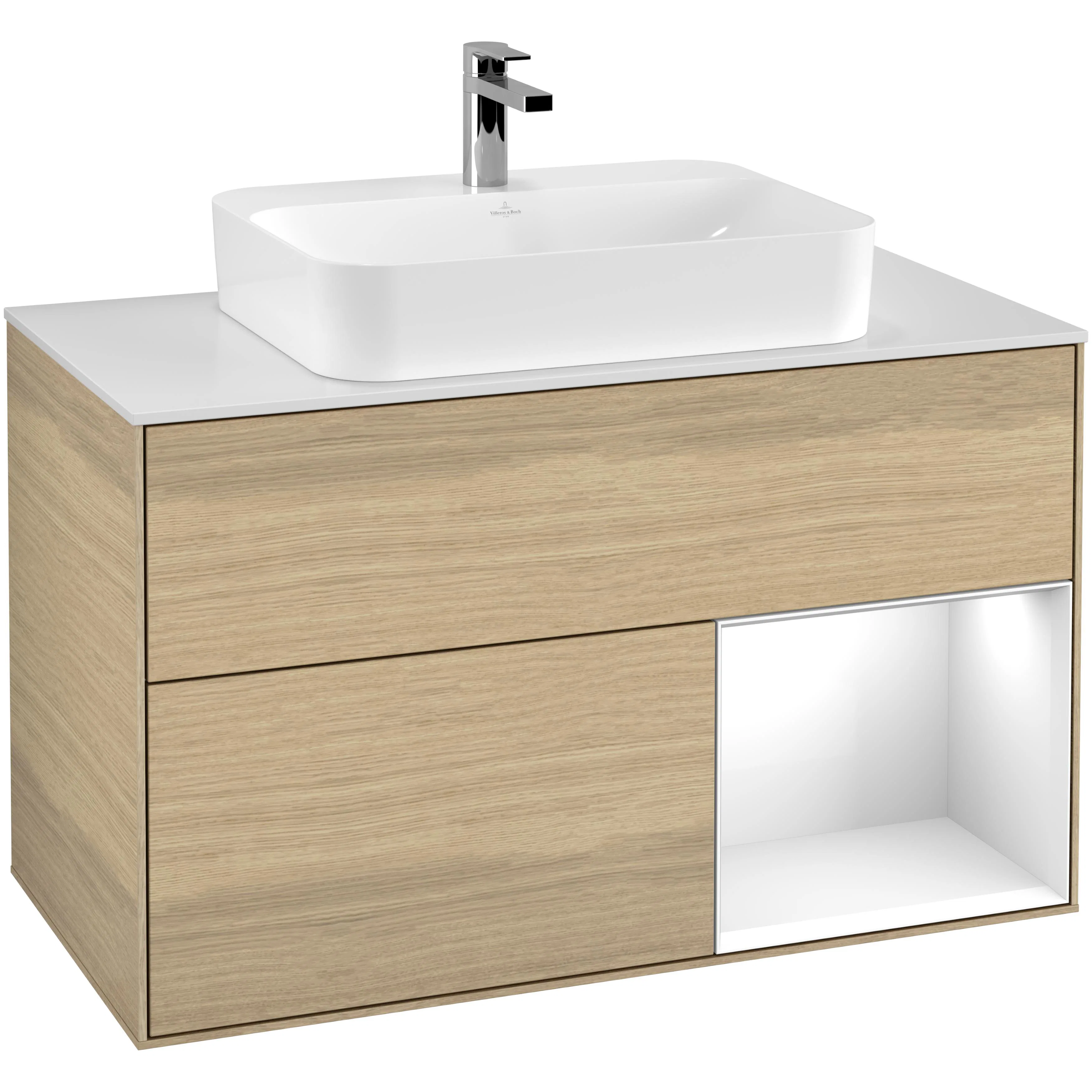 Tvättställsskåp Villeroy & Boch Finion med 2 Lådor Hylla och Bänkskiva för Ytmonterat Tvättställ