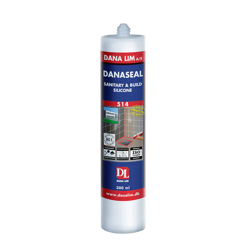 Fogmassa Danalim Silikon 514 Transparent för Våtrum & Bygg 300 ml