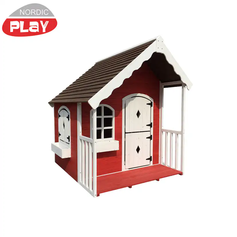 Lekstuga Nordic Play med Veranda Vit/Röd