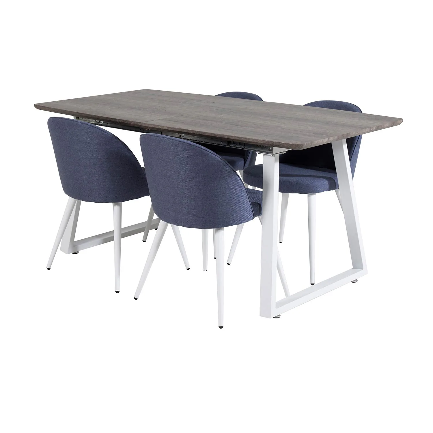 Inca Extentiontable-grå"oak"/Velvet Chiar-Blue Fabric_4 Grå/Blå/Vit