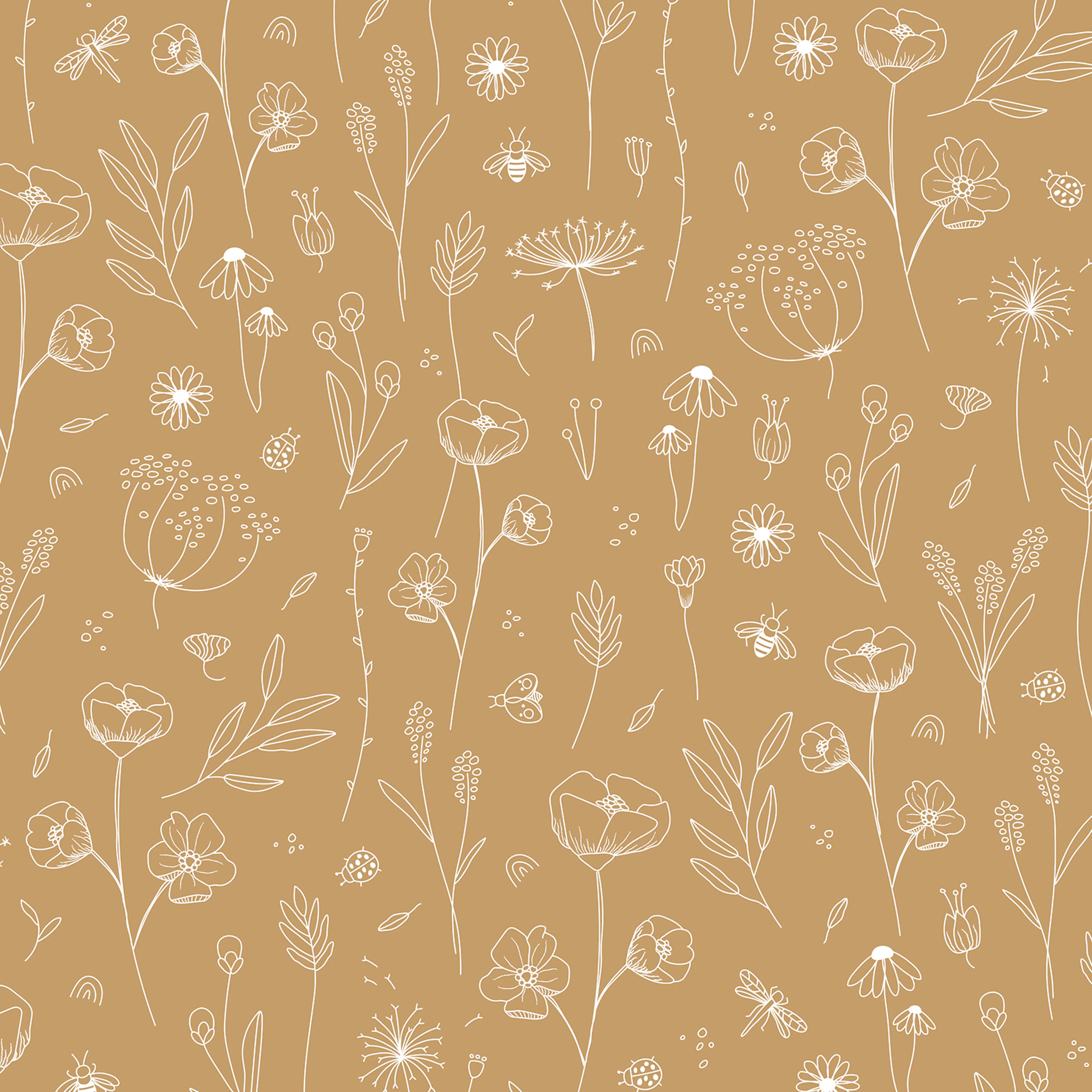 Tapet Little Dutch Wild Flowers Ochre/Gul