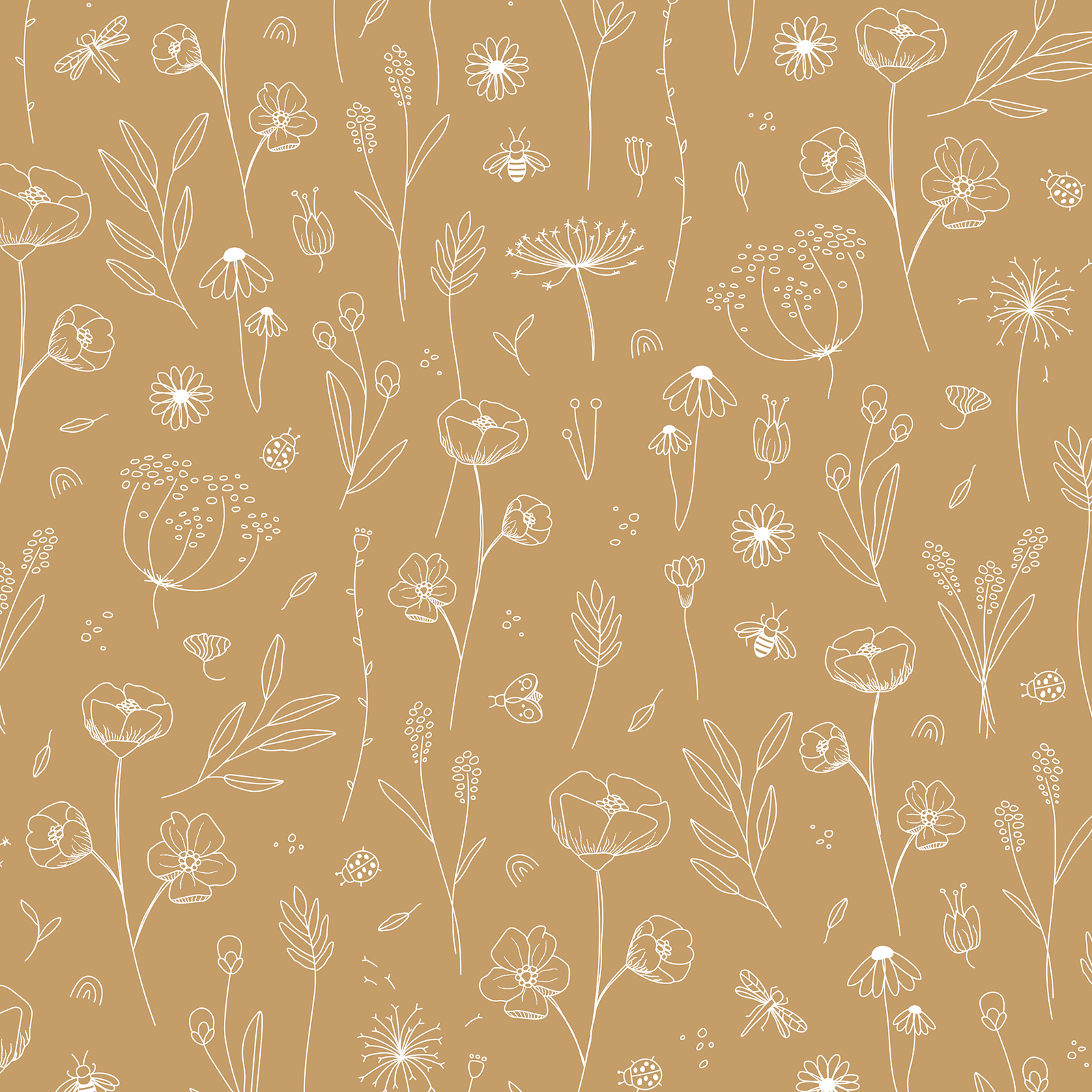 Tapet Little Dutch Wild Flowers Ochre/Gul