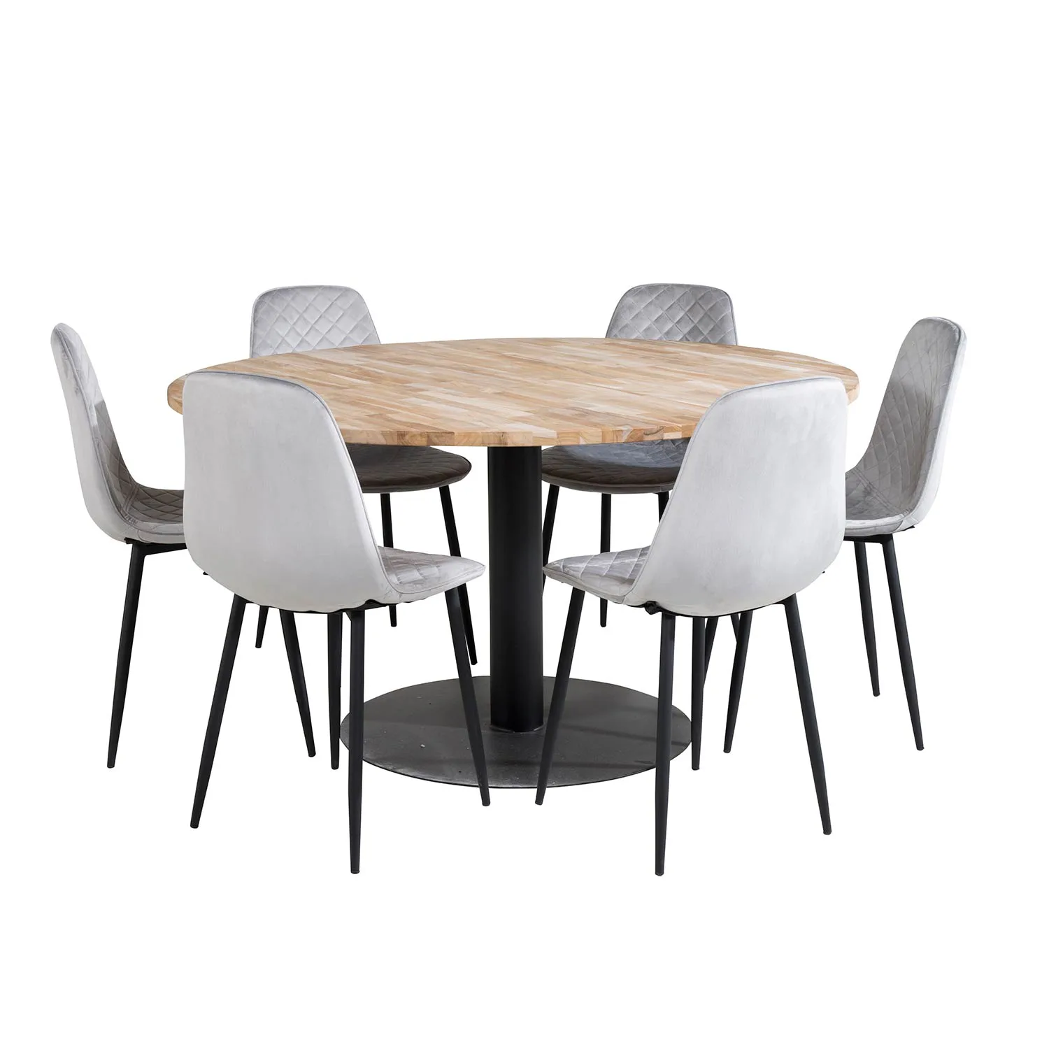 Cirebon Round Table -140cm - Nature/Grey Velvet_6 Natur/Svart/Grå