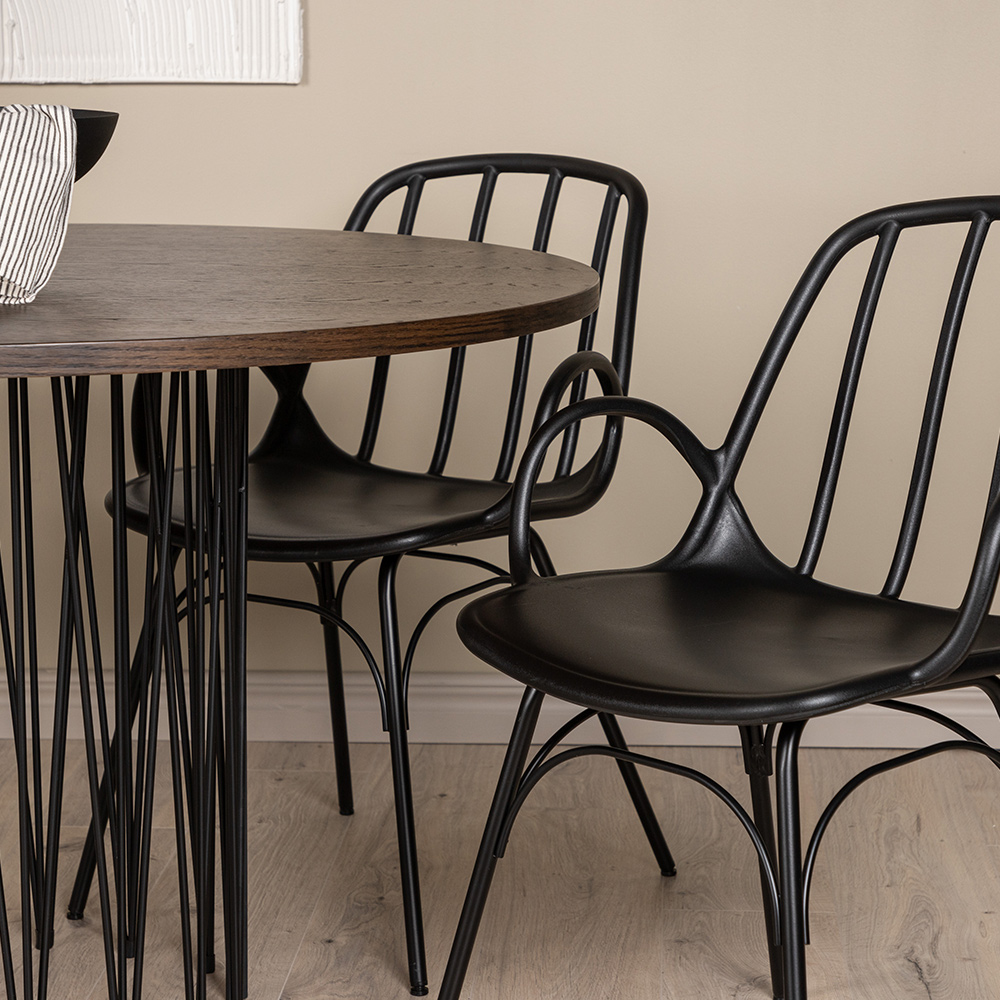 Matgrupp furniture/fashion Stone round Ø 120 cm med 4 Dyrön Stolar