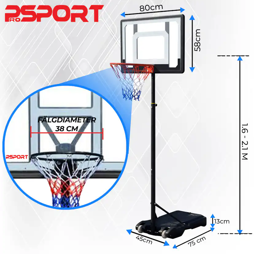 Basketkorg ProSport för Barn 1,6-2,1m