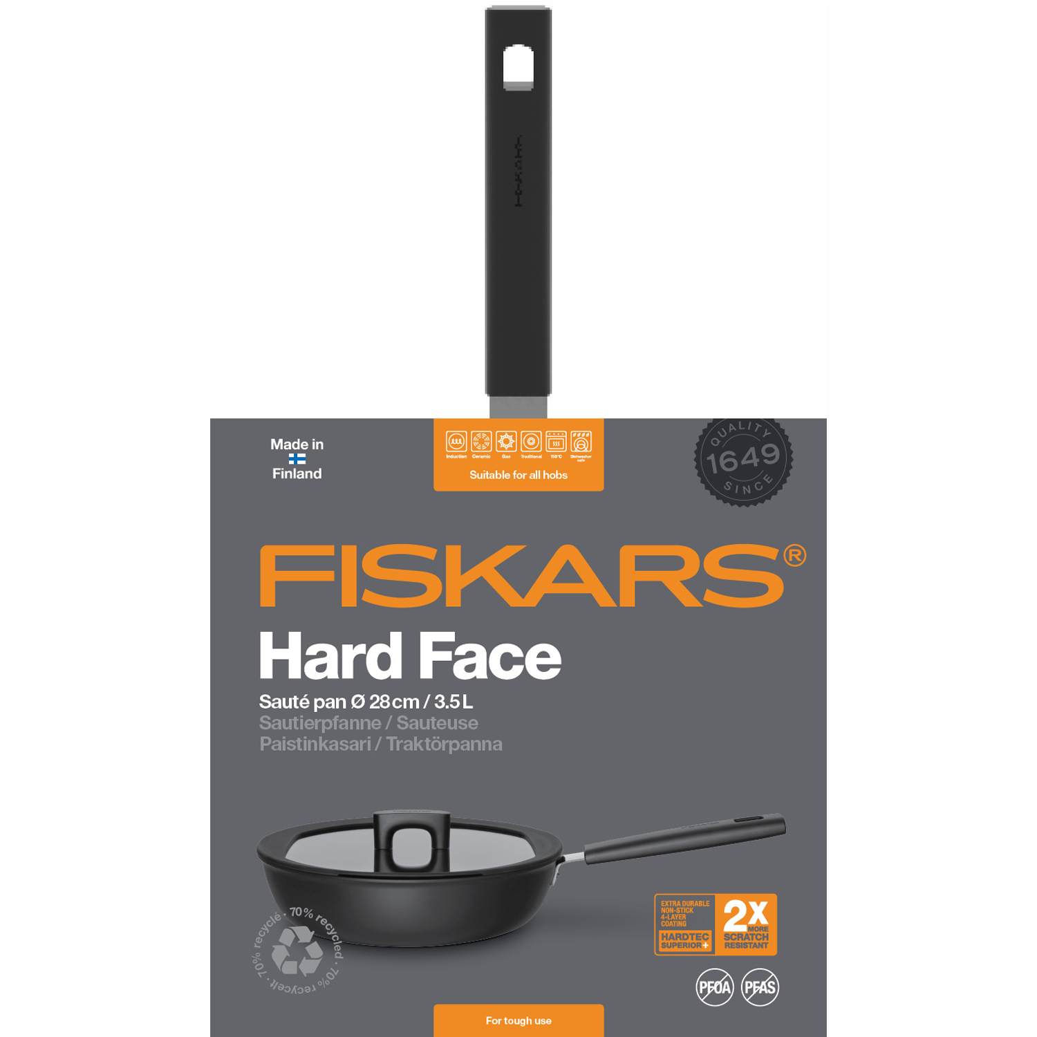 Traktörpanna Fiskars Hard Face 3,5 L  28 cm Anpassad För Alla Hällar