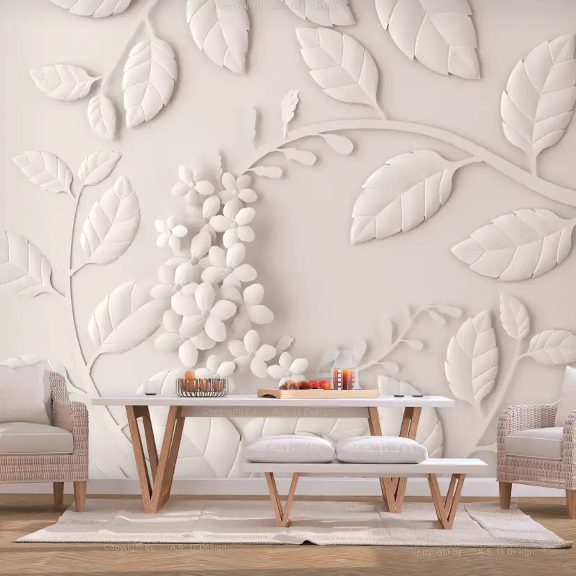Fototapet Arkiio Paper Flowers Cream