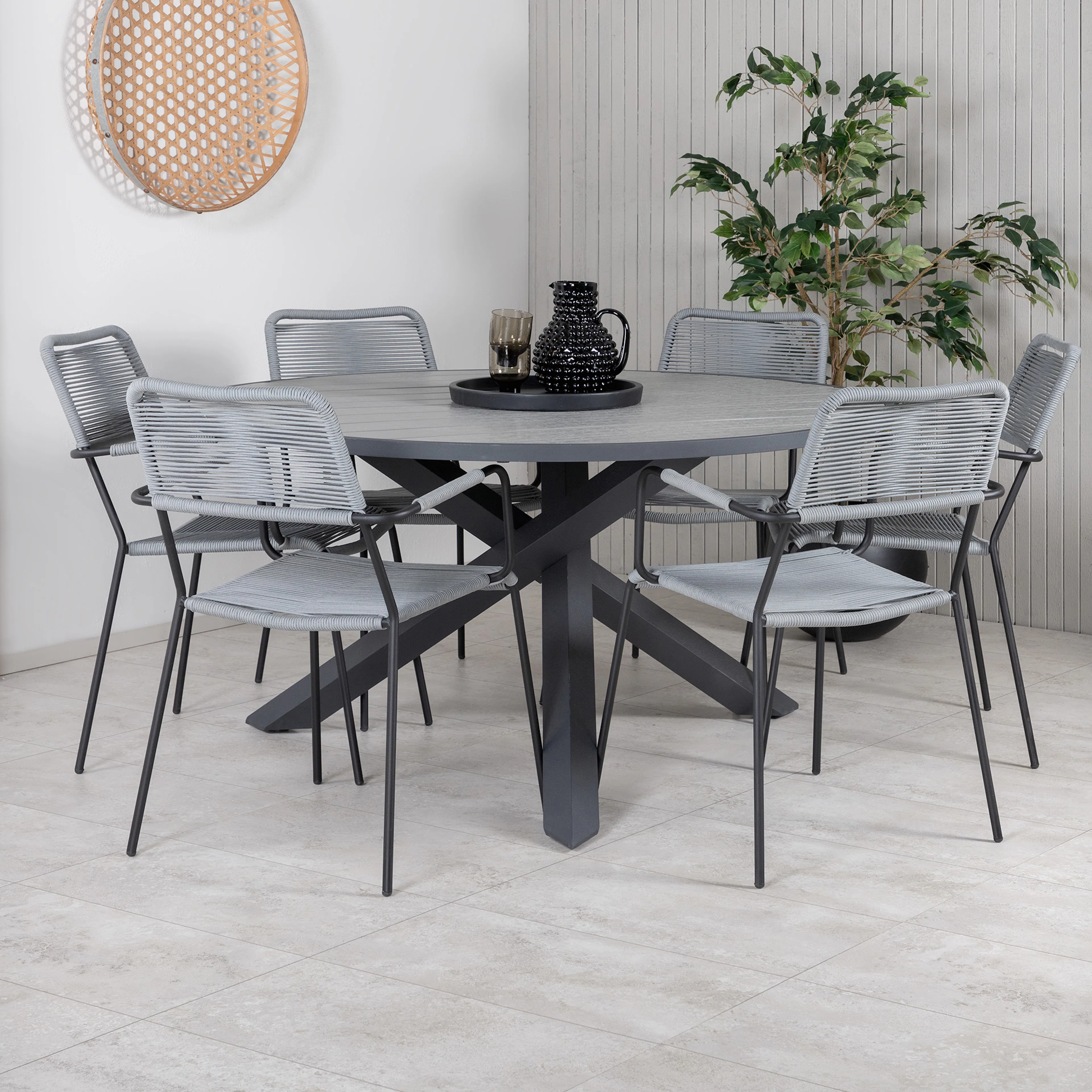 Matgrupp Utomhus Venture Home Pincy med 6 Leon Trädgårdsstolar