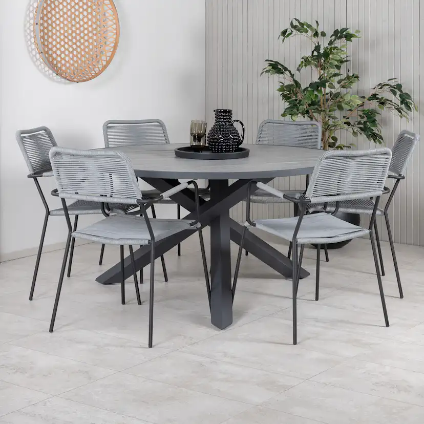 Matgrupp Utomhus Venture Home Pincy med 6 Leon Trädgårdsstolar