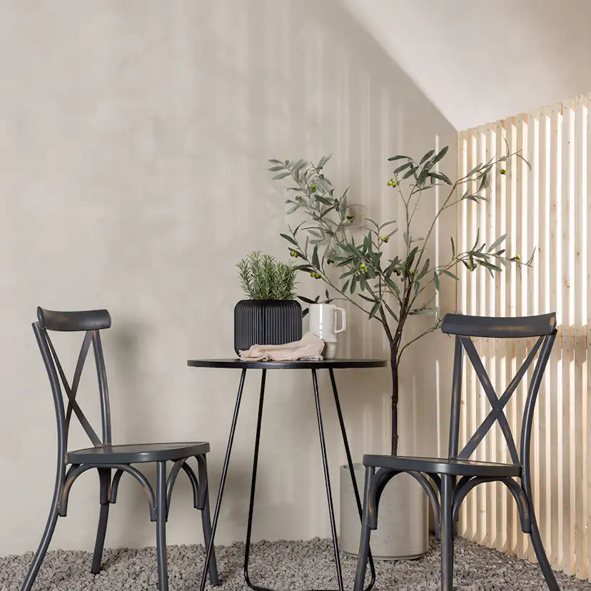 Bacong Cafetable Stål - Black / Round ø60** +Tablas Diningch Svart, Mörkgrå