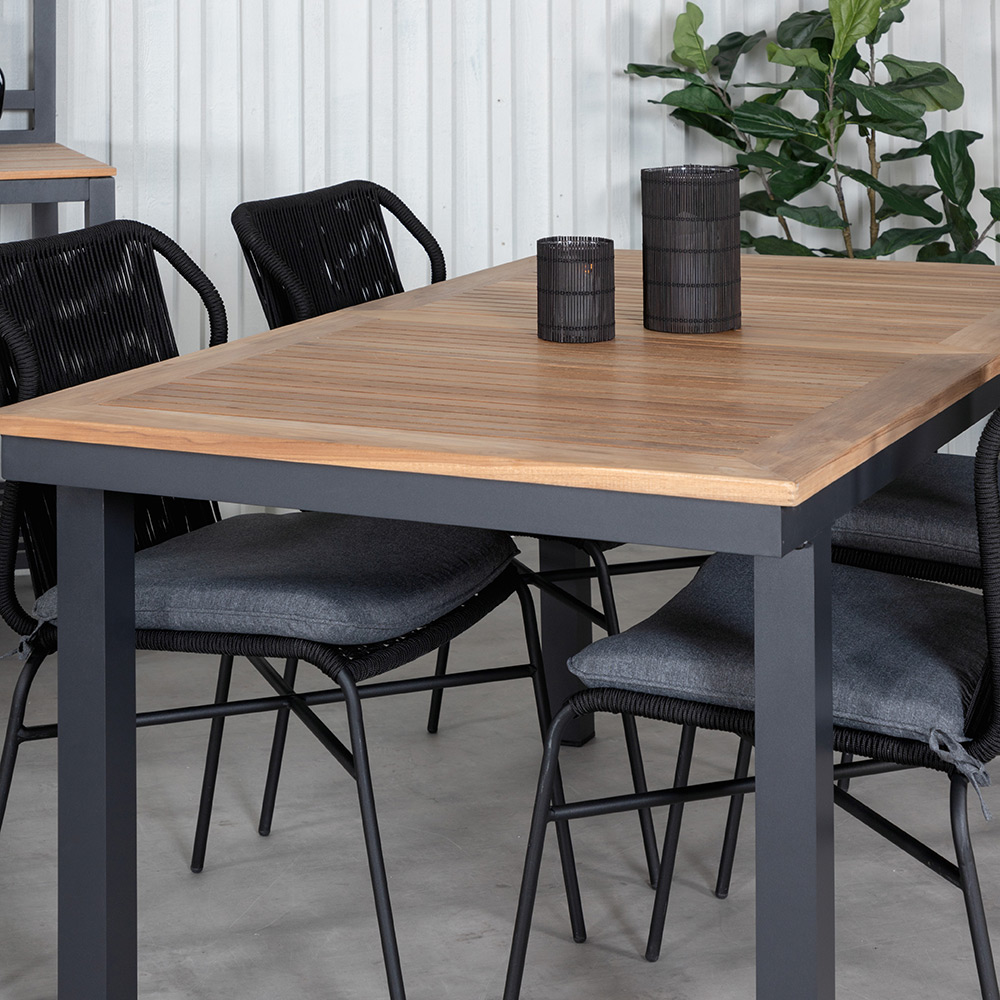 Matgrupp Utomhus Venture Home Perla med 4 Jefferson Stapelbara Trädgårdsstolar