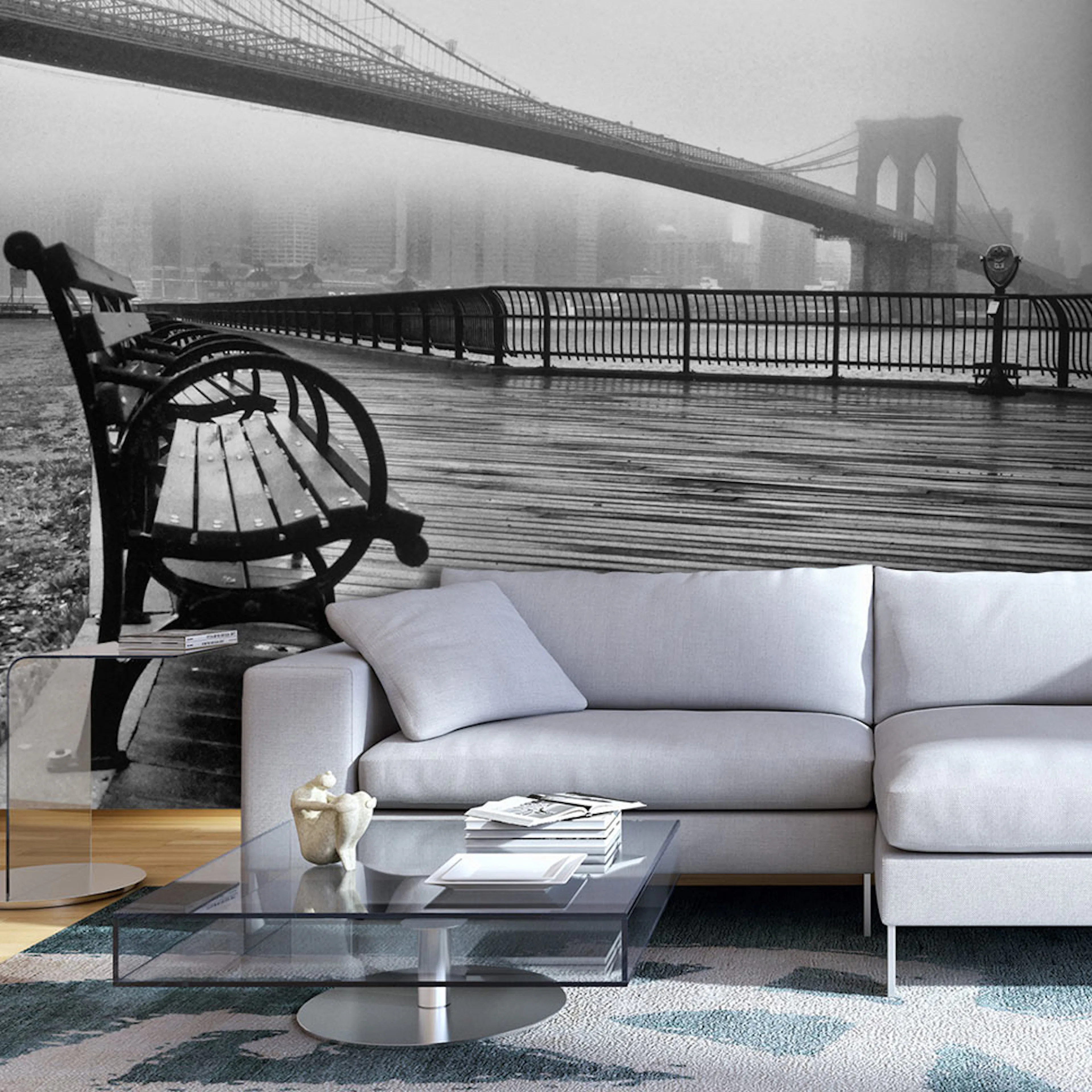 Fototapet Arkiio A Foggy Day On The Brooklyn Bridge