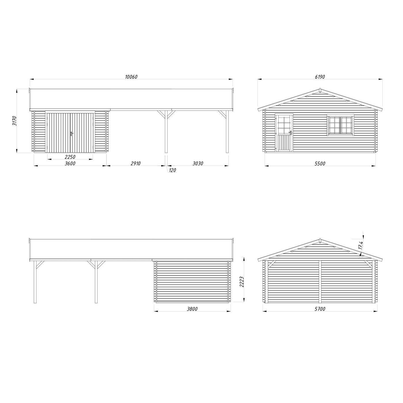 Roger 19,0+33,2 m2 with wooden gate NO Obehandlad