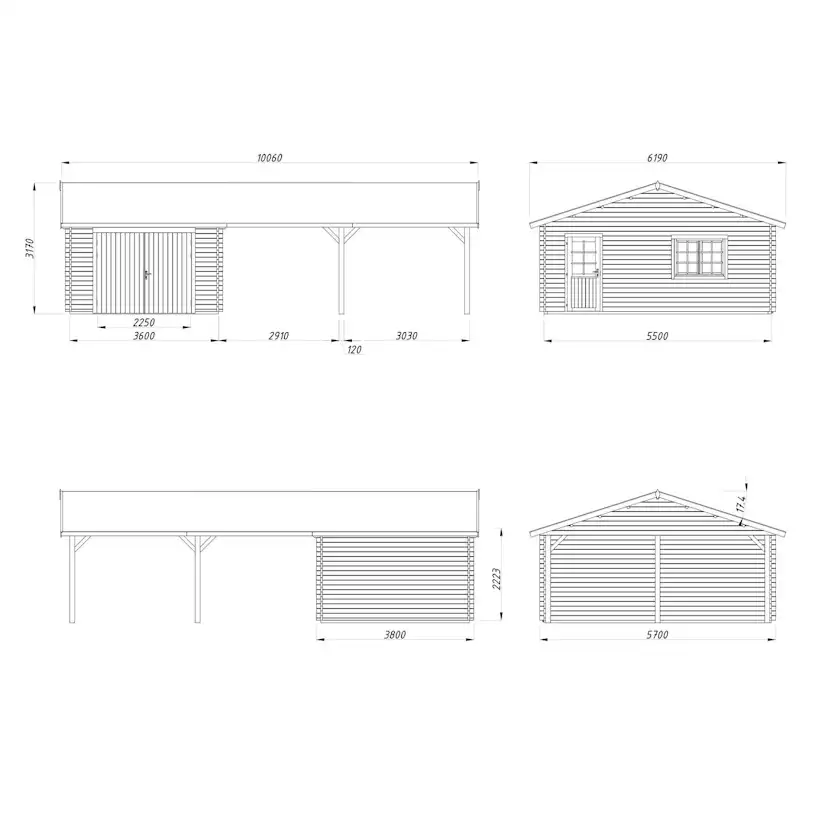Roger 19,0+33,2 m2 with wooden gate NO Obehandlad