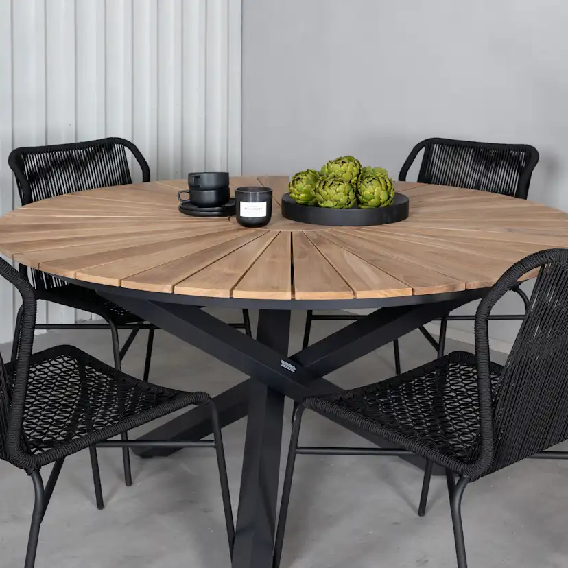 Matgrupp Venture Home Meya med 4 Jefferson Stapelbara Matstolar
