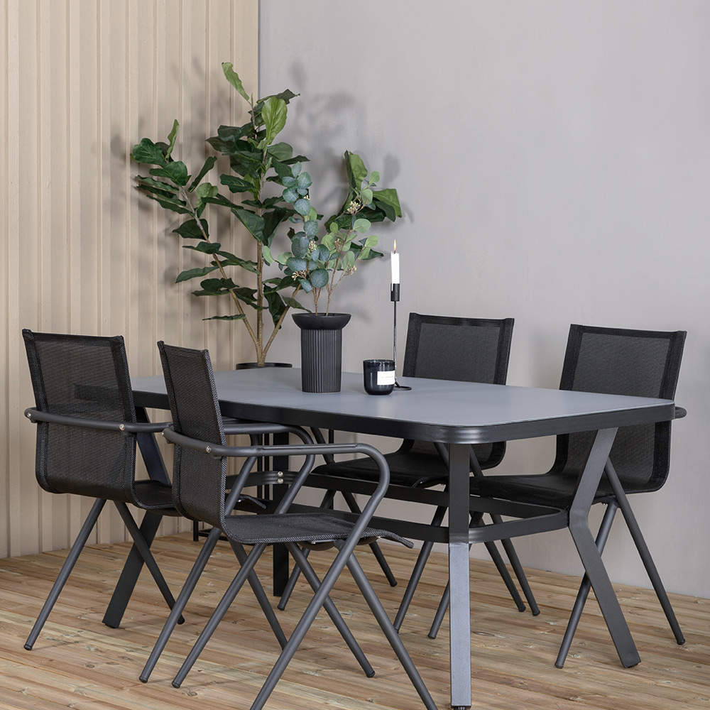 Matgrupp Venture Home Vyn Svart med 4 Anve Matstolar