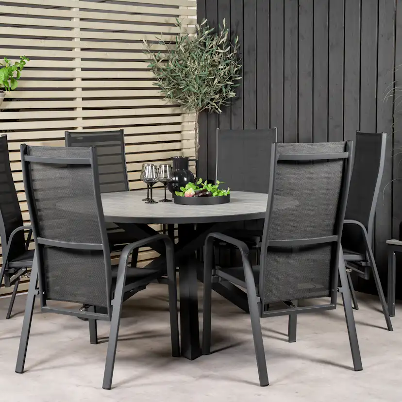Matgrupp Utomhus Venture Home Pincy Ø140 med 6 Copacabana Trädgårdsstolar