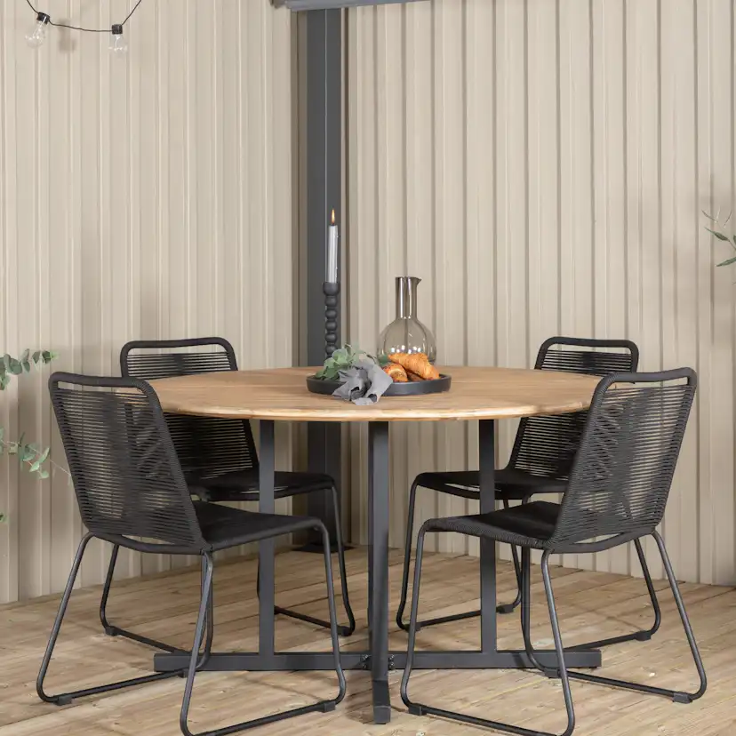 Matgrupp Venture Home Zurc med 4 Lumi Stapelbara Matstolar